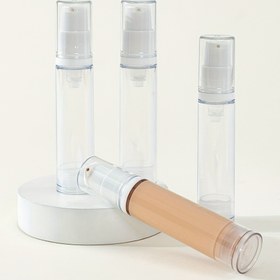 Resim 4'lü 0.34 Oz Kokusuz Vakum Sıkma Şişeler, Kozmetik, Losyon, Sıvı Temel için Plastik Seyahat Kapları - Twist Lug Kapatma, Taşınabilir Örnek Depolama 