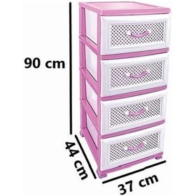 Resim Omnipazar Srl-4001 Delikli Plastik Komidin Mutfak Sebzelik 4 Katlı Pembe 