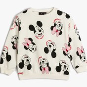 Resim Kız Bebek Minnie Mouse Sweatshirt Lisanslı Uzun Kollu Bisiklet Yaka Şardonlu Pamuklu 