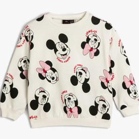 Resim Kız Bebek Minnie Mouse Sweatshirt Lisanslı Uzun Kollu Bisiklet Yaka Şardonlu Pamuklu 