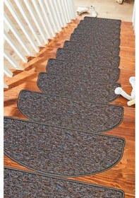 Resim Yarım Ay Bukle Halıdan Ekonomik Basamak Ve Merdiven Paspası - Kahve Desenli / Adet Olarak Satılır Null 