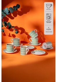 Resim Emsan Alberon New Bone 6 Kişilik Kahve Fincan Takımı 90 Ml Yeşil 