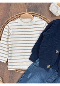 Resim Likralı Kot Pantolon Triko Hırkalı Badi 3'lü Erkek Bebek Takım Lacivert 