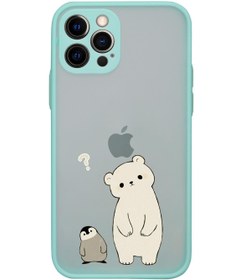 Resim mooodcase Iphone 12 Uyumlu Kamera Lens Korumalı Penguen & Ayıcık Desenli Lüx Telefon Kılıfı 