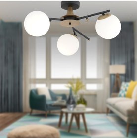 Resim Peyda 3'lü Siyah Eskitme Beyaz Camlı Modern Koridor Yatak Odası Salon Avize 