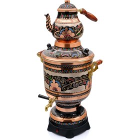 Resim Eriza 6 Litre 220V Elektrikli Işlemeli Bakır Semaver 