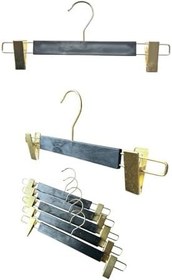 Resim Mandallı Askı, Gold Mandallı Siyah Askı, Etek Askısı, Pantolon Askısı, 34 cm, 10 Adet 