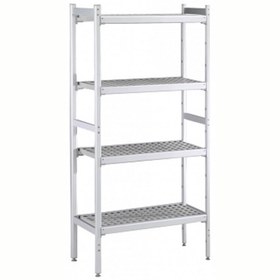 Resim Professional Düz Etejer Seti, Aluminyum Ayaklı, 4 Raflı, Her Raf Demonte Polietilen Tabletlerden Oluşur, Tabletler Bulaşık Makinesinde Yıkanabilir - 475x1394 Mm, H=1700 Mm BLS1394 
