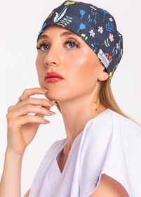 Resim Unisex Lale Desenli Doktor Cerrahi Bone Hemşire Ameliyat Saç Bonesi, Çok Renkli 