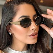 Resim 1 adet Vintage Oval Moda Gözlük Kadınlar için, Paslanmaz Çelik Çerçeve ve Lensler, Şık Altın Metal Detaylar, Günlük Seyahat ve Sokak Stili için İdeal, Pil Gerektirmez, Bayanlar Moda Gözlük 