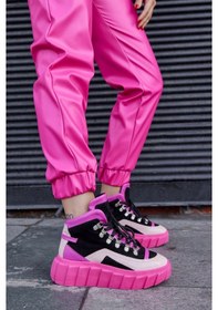 Resim Candy Pembe Hakiki Deri Kadın Sneaker Bot-Pembe 