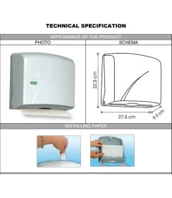 Resim Vialli K1B Z Katlı Kağıt Havlu Dispenseri Siyah-Kapasite 200 Kağıt 