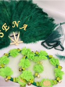 Resim GÜRLEK TEKSTİL Yeşil 37 Parça Lüks Kına Gecesi Kına Malzemeleri Seti GRLK 