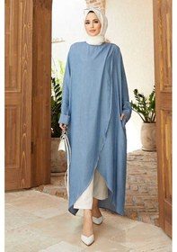 Resim 6394-Tensel Standart Salaş Tunik Mavi 