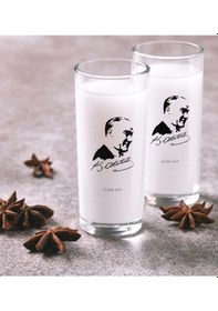 Resim Kişiye Özel Renkli Baskılı Atatürk Temalı İkili Rakı Bardağı Seti-26 