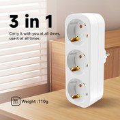 Resim Kablosuz CILIA Üçlü Schuko Adaptör Priz, Maksimum 3680W 250V/16A Yer Tasarruflu Çoklu Priz, Ofis Ev Seyahat için Üçlü Schuko Adaptörü 