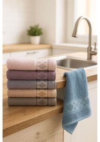 Resim 6'lı Mutfak Havlusu Seti 30x50 Cm %100 Pamuk Doku Yumuşak Clara 