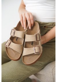Resim Daxtors Arizona Günlük Ortopedik Unisex Tokalı Terlik Bej 