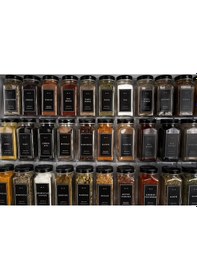 Resim 24'lü Şeffaf Kristal Plexi Standlı Cam Baharatlık Seti Siyah Kapak Ve Etiketli Baharatlık Mh03syh24 Siyah - Şeffaf 