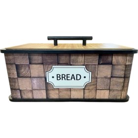 Resim Aesco Kapaklı Ahşap Ekmeklik, Doğal Ahşap Malzeme, Mutfak Dekoratif Saklama Kutusu 