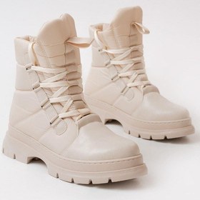 Resim Asm-083 Bej Bağcıklı Su Geçirmez Kadın Kar Botu-bej Bej 