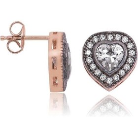 Resim Elmas Montürlü Kalp Küpe 