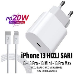 Resim Apple Uyumlu iPhone 13 Şarj Aleti Ve Kablosu 20w Hızlı Pd Cihazı Mini Pro Max 