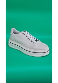 Resim Marcomen Bağcıklı Kalın Düz Taban Kat Deri Model Sneaker Ayakkabı 21102 | Unisex 