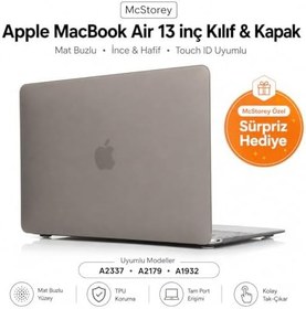 Resim McStorey MacBook Air M1 Kılıf A2337 Uyumlu 13 İnç Mat Sert Kılıf A2179 A1932 Parmak İzi Bırakmayan Koruyucu Hard Case Kapak Gri 