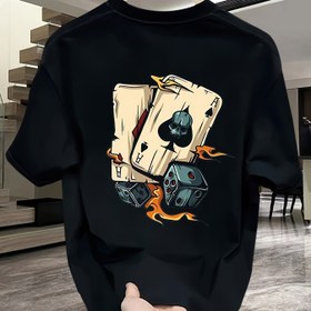 Resim 100% Pamuk Erkekler İçin Ağır Gramaj Grafikli Tişört - Bol Kesim Büyük Beden Yazlık Casual T-Shirt, Karikatür Oyun Kumandaları ve Alev Baskılı, Makinede Yıkanabilir Yuvarlak Yaka Üst, Tatil & Günlük Giyim, Nefes Alabilen Kumaş, Dayanıklı Malzeme, Kısa Kollu, Gamer Stili, Sokak Modası 