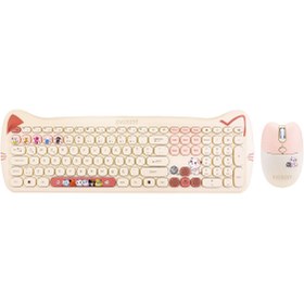 Resim Everest Km-6283 Catty Renkli Tuşlu Sarı Kablosuz 2.4 + Bt Q Multimedia Klavye + Mouse + Pad Set 