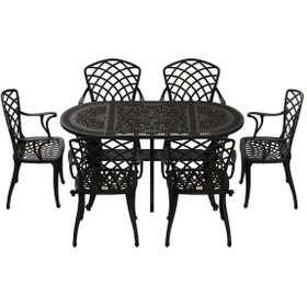 Resim İstanbul Oval Masa 6 Lı Hitit Sandalye Siyah 