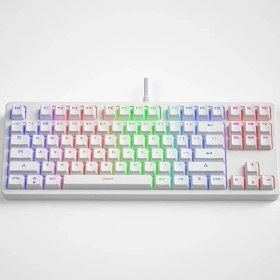 Resim Ala Store Leaven K870 Blue Switch Mekanik Gaming Oyun Klavyesi Rgb 61 Key Mavi Tuş Type-C Klavye Beyaz 