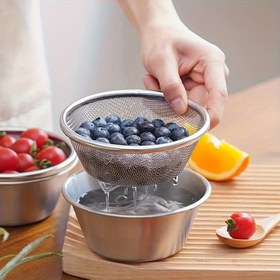 Resim 1 adet, Mini Paslanmaz Çelik Süzgeç Sepeti ve Kase, Meyve, Pirinç ve Sebzeleri Yıkamak İçin Tekrar Kullanılabilir Süzgeç Sepeti, Restoran Mutfak Pişirme Araçları 