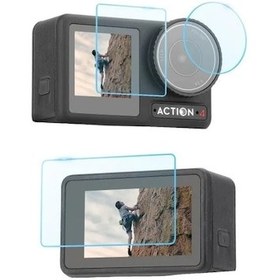Resim Dji Osmo Action 4 ve 3 Ekran Koruyucu 9h Ön , Arka Ekran Ve Lens 