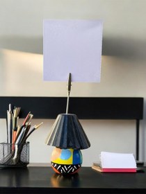 Resim Siyah Abajur Fotoğraf Not Tutacağı Ofis Masası Hediyelik Tutucu Siyah 