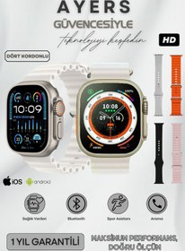 Resim Ayers 4 Kordonlu Spor Ve Sağlık Sensörlü Yeni Nesil Watch 8 Ultra IOS Android Bluetooth T20 Akıllı Saat 