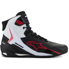 Resim Alpinestars Faster-4 Korumalı Motosiklet Botu Siyah Beyaz Kırmızı 