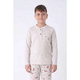 Resim Obje Erkek Çocuk Bisiklet Yaka Pijama Üstü 