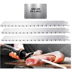 Resim Gator Paslanmaz Çelik 3 Adet 30cm Kemik Et Buz Kesim Bıçağı 