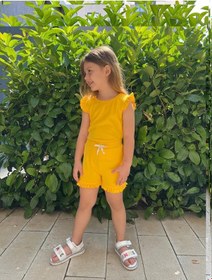 Resim My Kids Wear Fırfırlı Kız Çocuk Şort Takım Sarı 