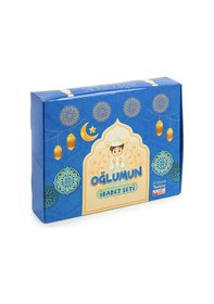 Resim Oğlumun İbadet Seti Namaz Ve Kuran Öğreniyorum Çocuk Seccade Seti Mavi 