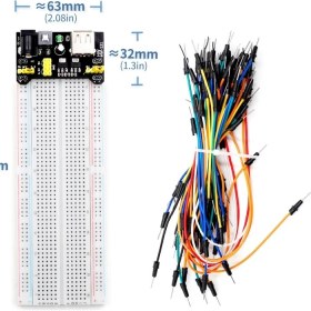Resim Alkatronik MB-102 Breadboard + 65 Parça Kablo Seti + Breadboard Güç Kaynağı 