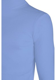 Resim Erkek Mavi Balıkçı Yaka Boğazlı Slim Fit Kazak Mavi 