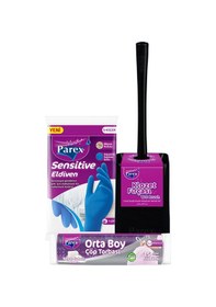 Resim Klozet Fırçası, Temizlik Eldiveni Ve Büzgülü Çöp Torbası Paketi Diğer 