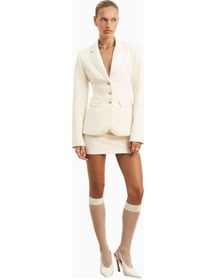 Resim United Colors Of Benetton Because Of Alice Single Breasted Cinched Waist Blazer Kadın Ceket Krem 