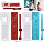 Resim Vaileal Wii için 2'li paket kontrol cihazı: Wii ve Wii U için uzaktan kumanda, Wii u Remote silikon gövdeli ve bilek kayışlı uzaktan kumanda, Nintendo Wii konsolu için kablosuz hareket sensörü Gpad 