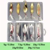 Resim 10 Adet/ Kutu Metal Kaşık Balıkçılık Yem Seti, Bass Trout Salmon Için Bionik Sert Yem, Balıkçılık Takımı 