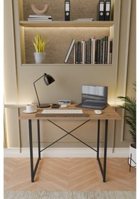 Resim Metal Ayaklı Çalışma Masası Ofis Masası Atlantik Çam 60 x 90 