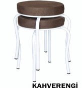 Resim Ankhira Tabure (2 ADET) (MONTELİ GÖNDERİM) Beyaz Ayaklı, Taytüyü Kumaş, Metal Ahtapot 